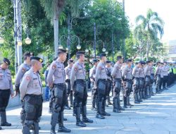 Polres Majalengka Gelar Apel Kesiapan Pengamanan Aksi Unjuk Rasa DPP Konfederasi Serikat Nasional (KSN) Kabupaten Majalengka