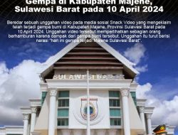 [HOAKS] Gempa di Kabupaten Majene, Sulawesi Barat pada 10 April 2024