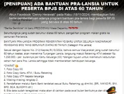 [Penipuan] Ada Bantuan Pra-Lansia Untuk Peserta BPJS Di Atas 60 Tahun