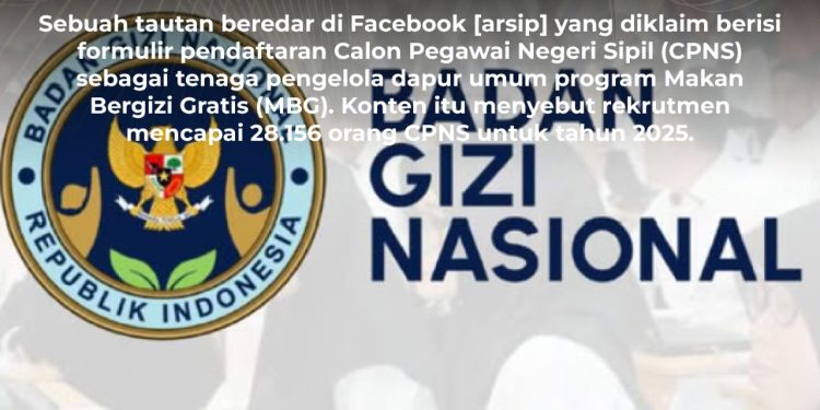 [HOAX] Tautan Pendaftaran CPNS Pengelola Dapur Umum MBG 2025 yang Beredar di Facebook
