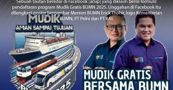 [HOAX] Tautan Pendaftaran Mudik Gratis BUMN 2025 Yang Disebarkan di Facebook