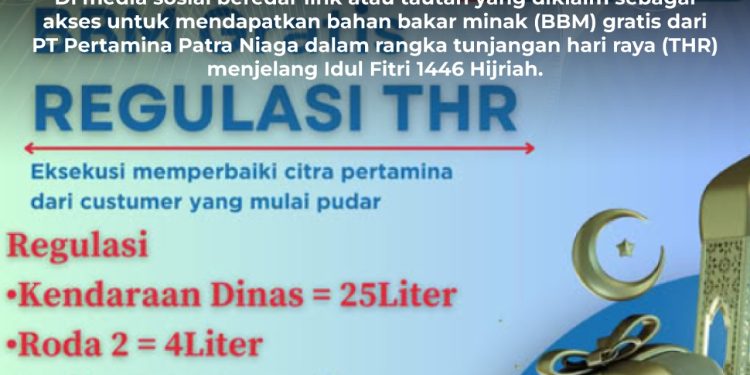 [HOAX] Muncul Hoaks Pemberian THR Berupa BBM Gratis dari Pertamina