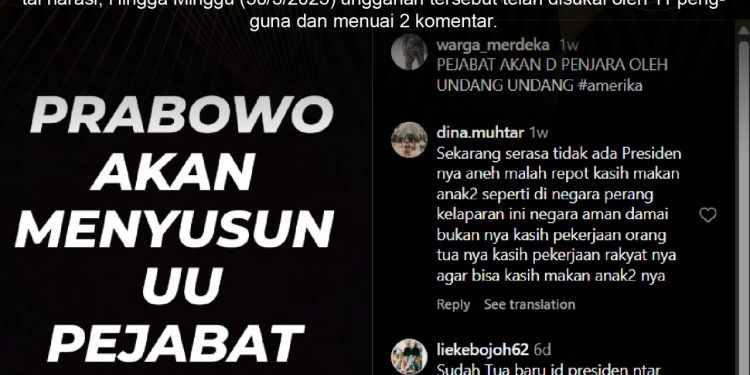 [SALAH] PRABOWO SUSUN RUU UNTUK PENJARAKAN PEJABAT PENGHINA RAKYAT
