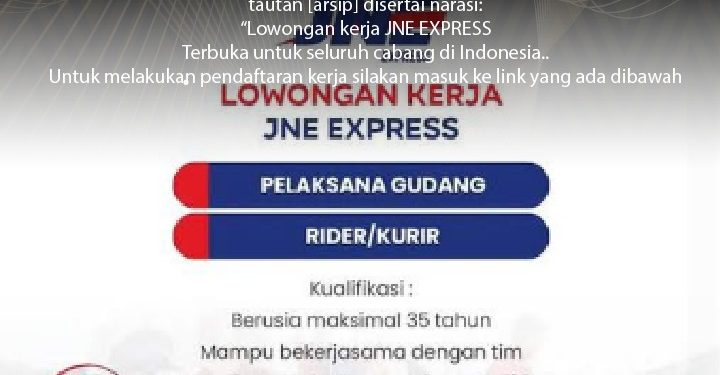 [PENIPUAN] Tautan Rekrutmen JNE Express