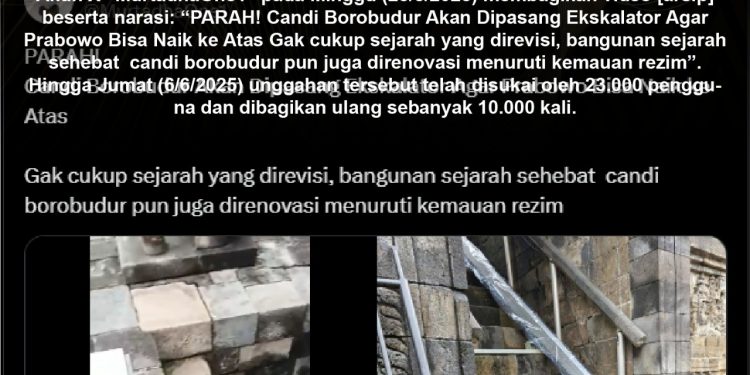[SALAH] Video “Candi Borobudur Bakal Dipasang Eskalator Agar Prabowo Bisa Naik ke Atas”