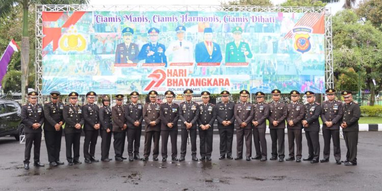 Hari Bhayangkara ke 79 Tingkat Polres Ciamis Dipusatkan di Halaman Gedung Negara