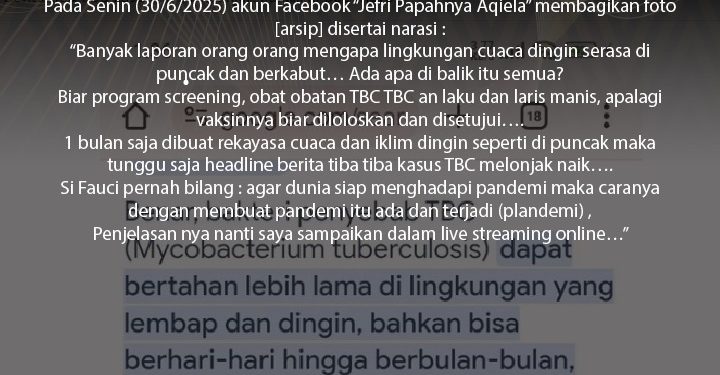 [SALAH] Kabut di Jabodetabek Adalah Rekayasa agar Kasus TBC Meningkat