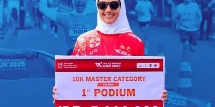 Polwan Cantik Ditlantas Polda Jabar Sabet Juara di Police Women Run 2025