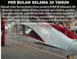 KLARIFIKASI HOAX – MANIPULATED CONTENT CHINA SANDERA APBN RI 266 MILYAR PER BULAN SELAMA 30 TAHUN