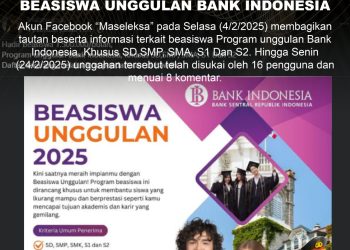 [PENIPUAN] Tautan Pendaftaran Beasiswa Unggulan Bank Indonesia