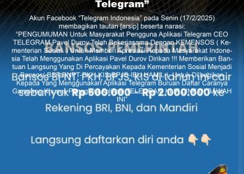 [PENIPUAN] Tautan “Bansos dari CEO Telegram”