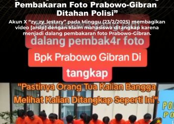 [SALAH] Video “Mahasiswa Dalang Pembakaran Foto Prabowo-Gibran Ditahan Polisi”