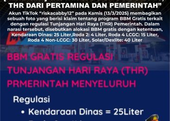 [PENIPUAN] Tautan Daftar “BBM Gratis, THR dari Pertamina dan Pemerintah”