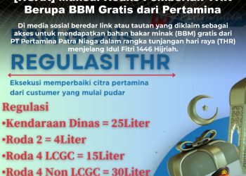 [HOAX] Muncul Hoaks Pemberian THR Berupa BBM Gratis dari Pertamina
