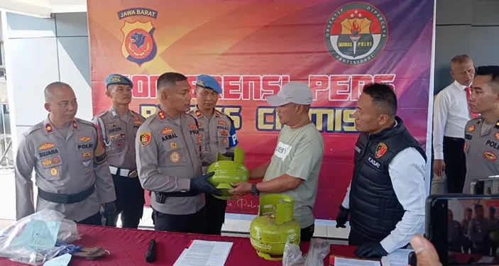 Polres Ciamis Ringkus Lima Tersangka Pencurian Tabung Gas LPG 3 Kg