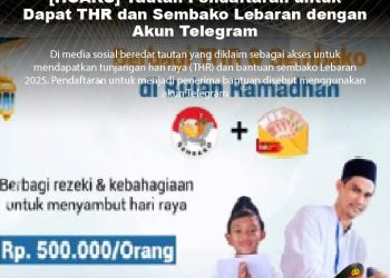 [HOAKS] Tautan Pendaftaran untuk Dapat THR dan Sembako Lebaran dengan Akun Telegram