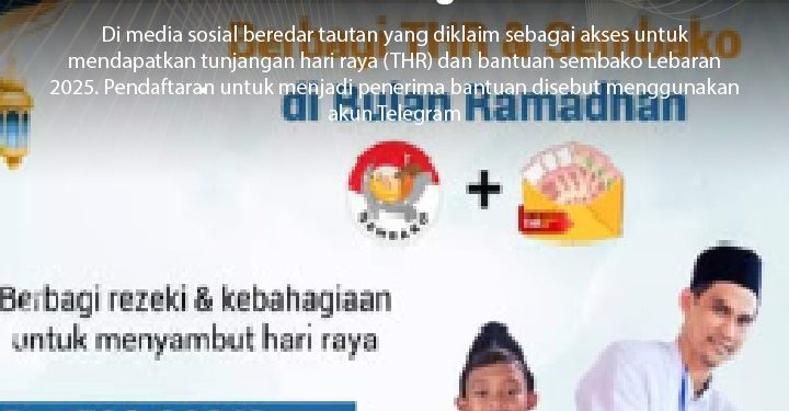 [HOAKS] Tautan Pendaftaran untuk Dapat THR dan Sembako Lebaran dengan Akun Telegram