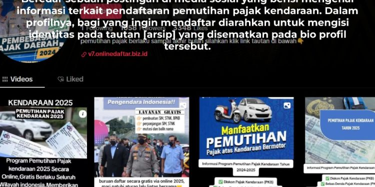 KLARIFIKASI HOAX – IMPOSTER CONTENT [PENIPUAN] Akun TikTok Beserta Tautan Pemutihan Pajak