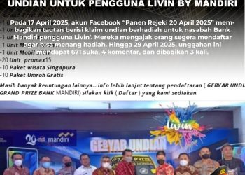 [PENIPUAN] Tautan Pendaftaran Undian untuk Pengguna Livin by Mandiri