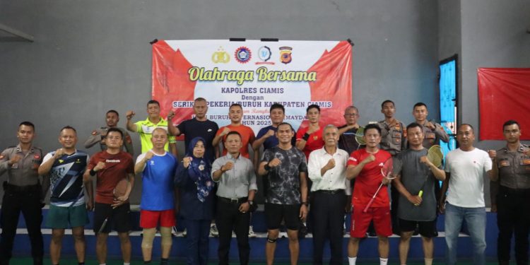 May Day Ciamis: Kapolres Ajak Buruh dan Pengusaha Olahraga Bersama, Jalin Sinergi dan Kebersamaan