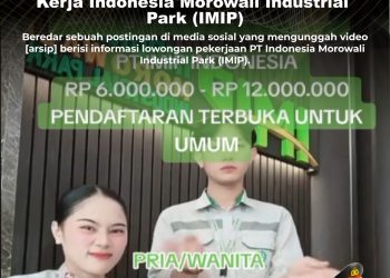 KLARIFIKASI HOAX – FABRICATED CONTENT [PENIPUAN] Tautan “Lowongan Kerja Indonesia Morowali Industrial Park (IMIP)