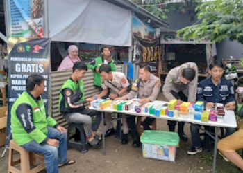 Polresta Cirebon Gelar Bhakti Kesehatan Gratis untuk Ratusan Pengemudi Ojek Online