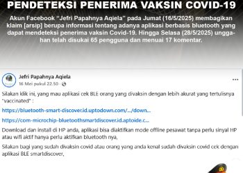 [PENIPUAN] Ada Aplikasi Bluetooth Pendeteksi Penerima Vaksin Covid-19