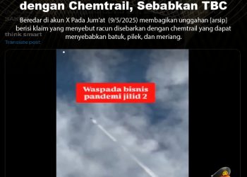 KLARIFIKASI HOAX – Misleading Content Ada Racun Disebarkan dengan Chemtrail, Sebabkan TBC