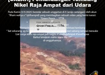 [SALAH] Pemandangan Tambang Nikel Raja Ampat dari Udara