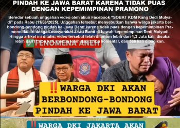 [SALAH] Warga Jakarta Berbondong-Bondong Pindah Ke Jawa Barat Karena Tidak Puas Dengan Kepemimpinan Pramono