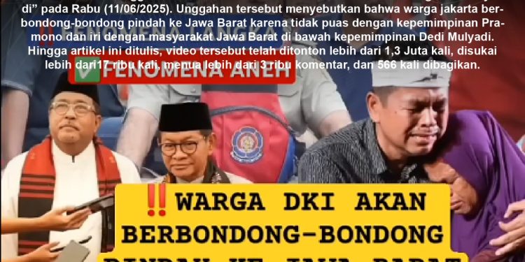 [SALAH] Warga Jakarta Berbondong-Bondong Pindah Ke Jawa Barat Karena Tidak Puas Dengan Kepemimpinan Pramono