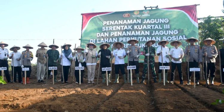 Polres Sukabumi Ikuti Penanaman Jagung Serentak Nasional, Dukung Swasembada Pangan