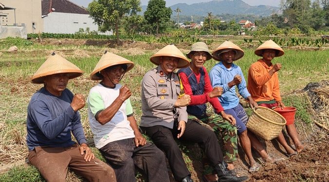 Perkuat Ketahanan Pangan, Polres Majalengka Bersinergi Tanam Jagung Bersama Petani