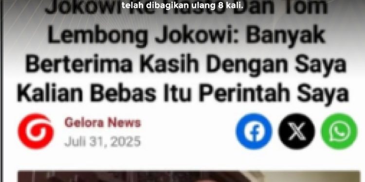 [SALAH] Tom Lembong dan Hasto Bebas karena Perintah Jokowi