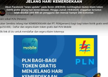 [PENIPUAN] TAUTAN KLAIM TOKEN LISTRIK GRATIS JELANG HARI KEMERDEKAAN