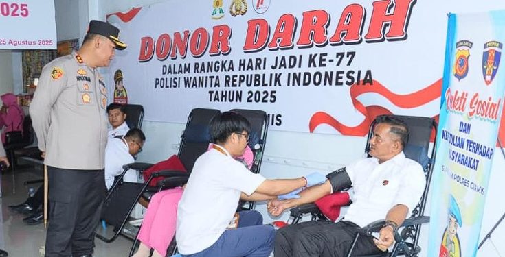 Rayakan HUT ke-77 Polwan, Polres Ciamis Gelar Donor Darah, 48 Kantong Darah Terkumpul