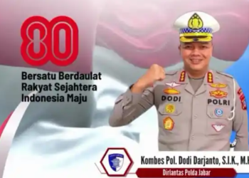 Ditlantas Polda Jabar Ajak Masyarakat Kibarkan Bendera Merah Putih Sambut HUT ke-78 RI