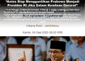 [SALAH] Tangkapan Layar Artikel detikNews “Anies Siap Menggantikan Prabowo Menjadi Presiden RI Jika Dalam Keadaan Darurat”