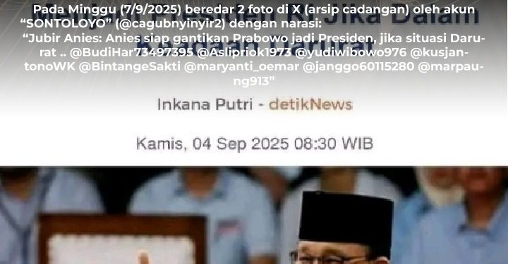 [SALAH] Tangkapan Layar Artikel detikNews “Anies Siap Menggantikan Prabowo Menjadi Presiden RI Jika Dalam Keadaan Darurat”