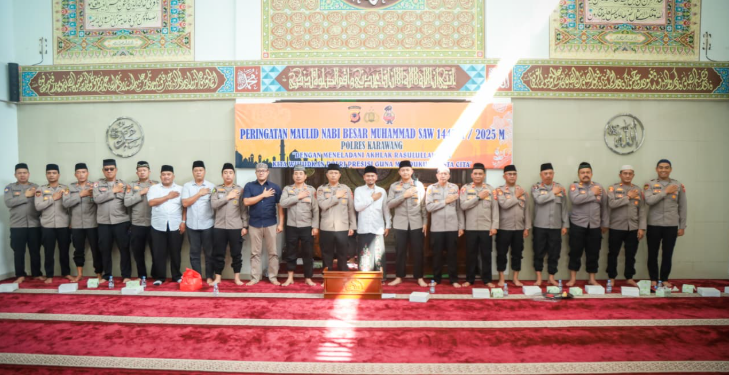 Polres Karawang Gelar Peringatan Maulid Nabi Muhammad SAW, Teladani Akhlak Rasulullah dalam Tugas