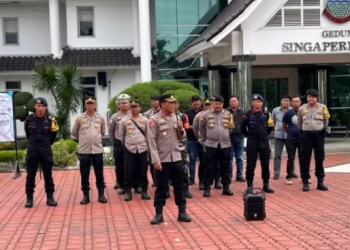 Polres Karawang Gelar Apel Kesiapan Pengamanan Unjuk Rasa KBPP Plus