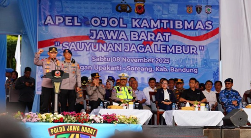 Kapolri Pimpin Apel Ojol Kamtibmas Polda Jabar, Ribuan Pengemudi Deklarasikan Dukungan Keamanan