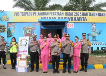 Dukung Moril Personel Operasi Lilin Lodaya, Kapolres Purwakarta dan Bhayangkari Salurkan Bantuan ke Pos Pengamanan